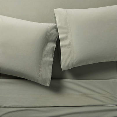 Favorite Washed Organic Cotton Shadow Sage Green King Bed Sheet Set