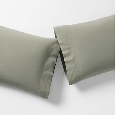 View Favorite Washed Organic Cotton Shadow Sage Green Standard Pillowcases, Set of 2 details