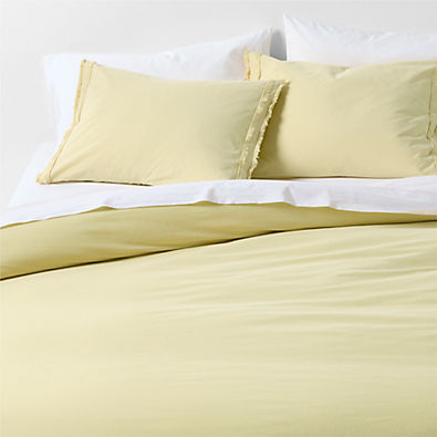 View Favorite Washed Organic Cotton Lemon Yellow Sorbet Eyelash Full/Queen Duvet Cover details