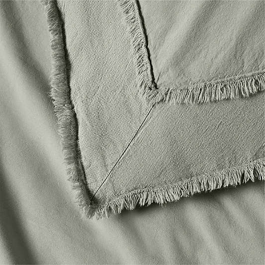 Favorite Washed Organic Cotton Shadow Sage Green Eyelash Full/Queen Duvet Cover