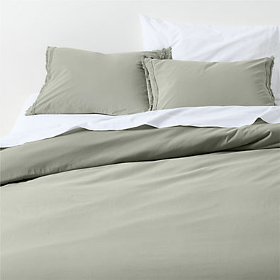 View Favorite Washed Organic Cotton Shadow Sage Green Eyelash Full/Queen Duvet Cover details