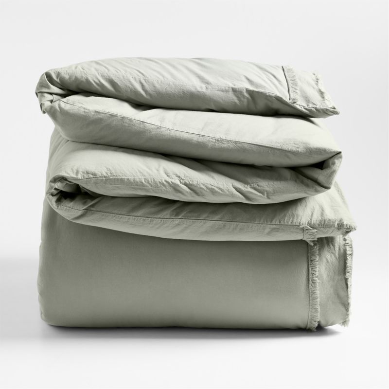 Favorite Washed Organic Cotton Sage Shadow Green King Duvet Cover - image 2 of 7