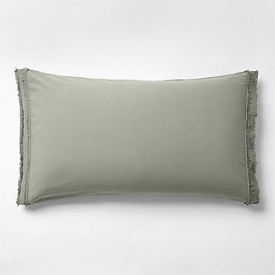 View Favorite Washed Organic Cotton Shadow Sage Green Eyelash King Bed Pillow Sham details