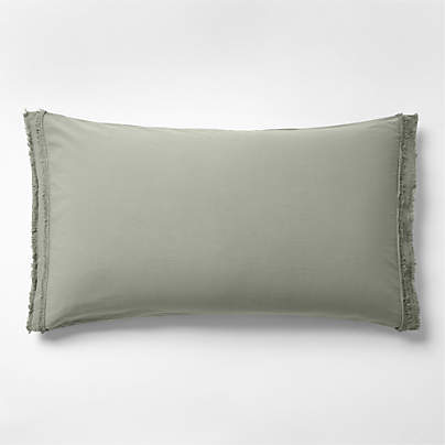 Favorite Washed Organic Cotton Shadow Sage Green Eyelash King Bed Pillow Sham