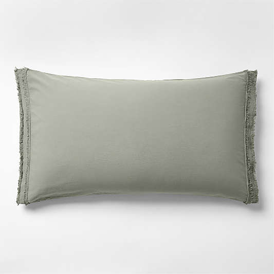 Favorite Washed Organic Cotton Shadow Sage Green Eyelash King Bed Pillow Sham