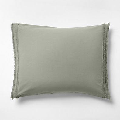 View Favorite Washed Organic Cotton Shadow Sage Green Eyelash Standard Bed Pillow Sham details