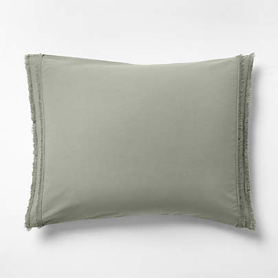 Favorite Washed Organic Cotton Shadow Sage Green Eyelash Standard Bed Pillow Sham