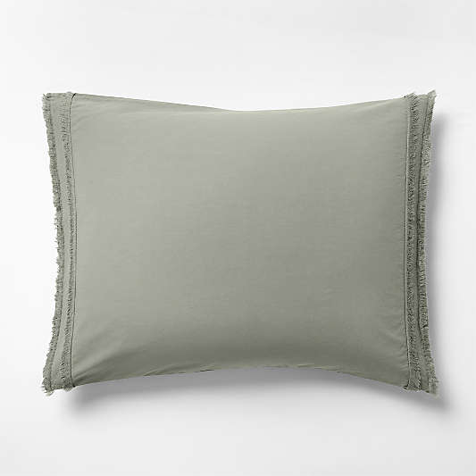 Favorite Washed Organic Cotton Shadow Sage Green Eyelash Standard Bed Pillow Sham