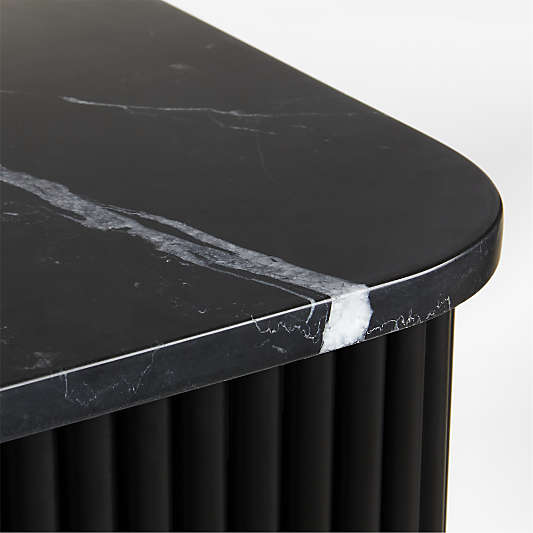 Fayette Black Nero Marquina Fluted Bar Cabinet