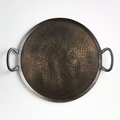 View Feast Round Hammered Iron Serving Platter with Handles details