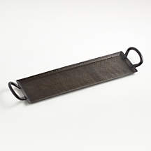 Feast Rectangular Hammered Iron Serving Platter with Handles