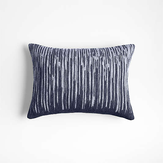 Fedo Wool Blend 22"x15" Indigo Blue Throw Pillow with Down-Alternative Insert