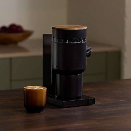 Fellow Opus 2 Conical Burr Grinder in Matte Black with Walnut Accents