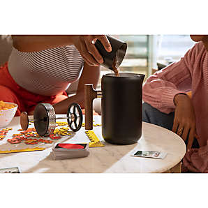 Ceramic French Press with Timer - Matte Black