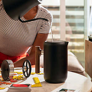 Ceramic French Press with Timer - Matte Black