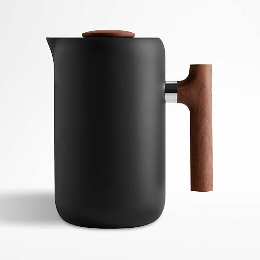 Fellow Clara French Press Matte Black with Walnut Accents