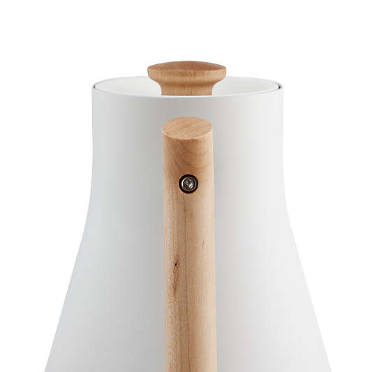 Fellow Corvo EKG Electric Tea Kettle in Matte White with Maple Accents