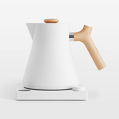 View Fellow Corvo EKG Electric Tea Kettle in Matte White with Maple Accents details