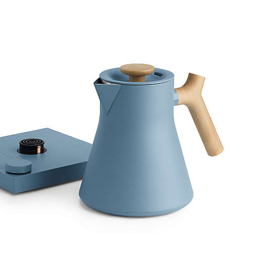 Fellow Corvo EKG Pro Electric Tea Kettle in Hazy Blue with Maple Accents