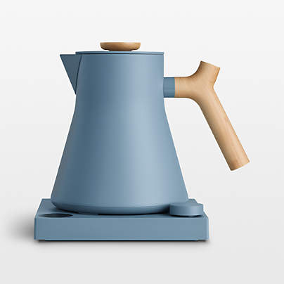 Fellow Corvo EKG Pro Electric Tea Kettle in Hazy Blue with Maple Accents