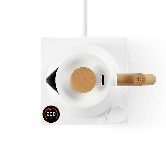 Fellow Corvo EKG Pro Electric Tea Kettle in Matte White with Maple Accents