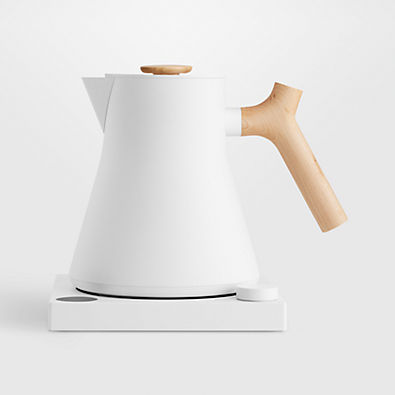 View Fellow Corvo EKG Pro Electric Tea Kettle in Matte White with Maple Accents details