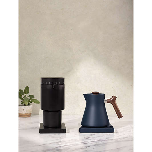 Fellow Corvo EKG Electric Tea Kettle in Stone Blue with Walnut Accents