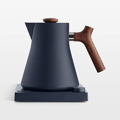 Fellow Corvo EKG Electric Tea Kettle in Stone Blue with Walnut Accents