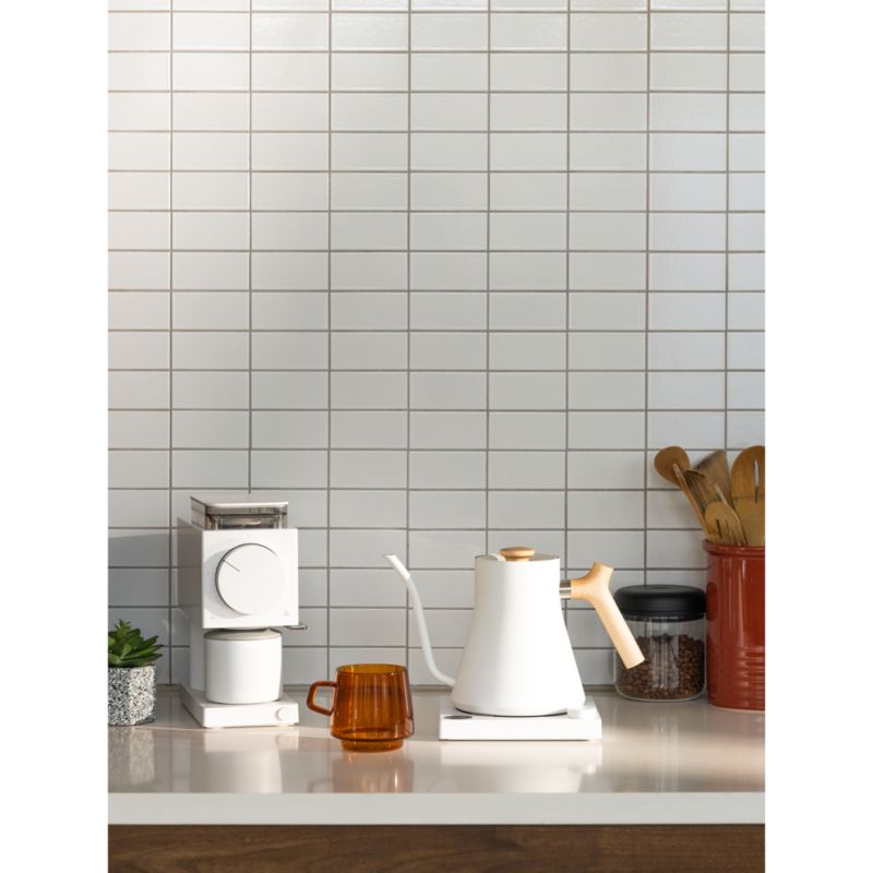 Fellow Stagg EKG Matte White Electric Tea Kettle with Maple Handle