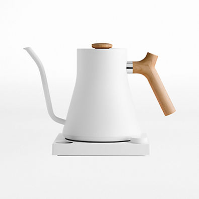 View Fellow Stagg EKG Electric Tea Kettle in Matte White with Maple Accents details