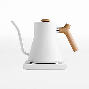 KEEBAR Electric Gooseneck Kettle White and Copper Boudle Set