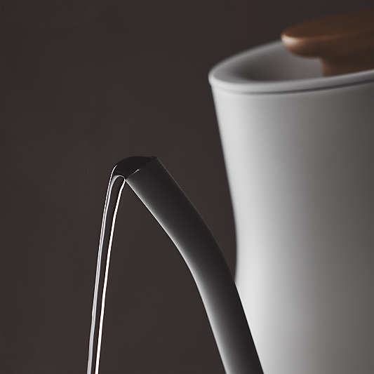 Fellow Stagg EKG Pro Electric Tea Kettle in Matte White with Maple Accents