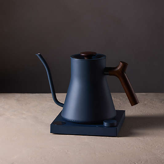 Fellow Stagg EKG Pro Electric Tea Kettle in Stone Blue with Walnut Accents