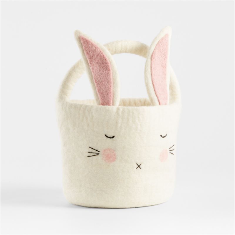 Felt White Bunny Easter Basket | Crate & Kids