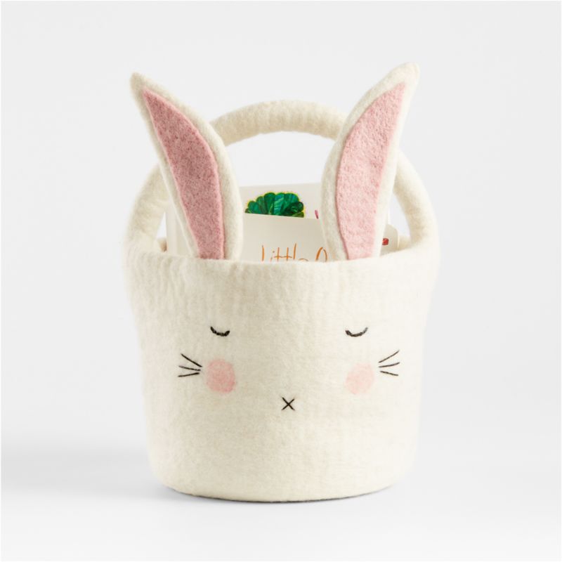 Felt White Bunny Easter Basket 