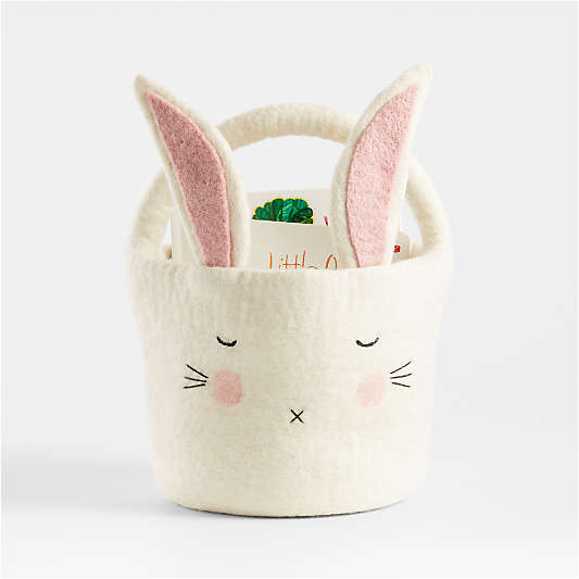 Felt White Bunny Easter Basket