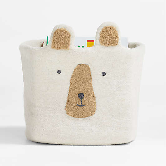 Bear Felt Shelf Storage Bin, Set of 4