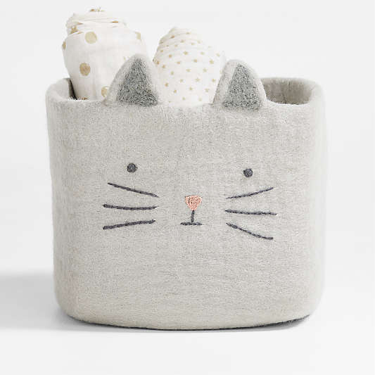 Cat Felt Shelf Storage Bin, Set of 4