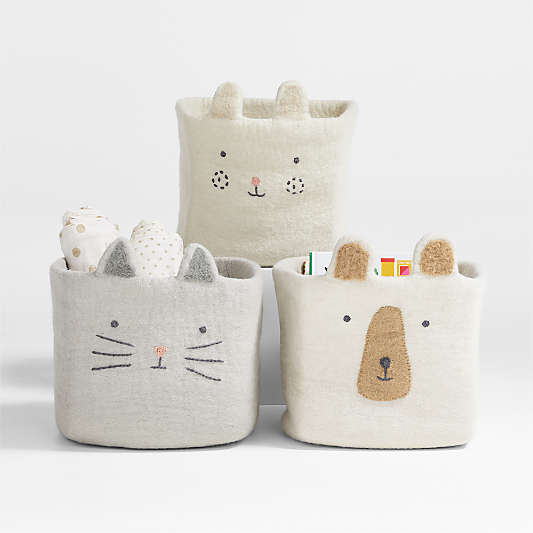 Cat Felt Shelf Storage Bin, Set of 4