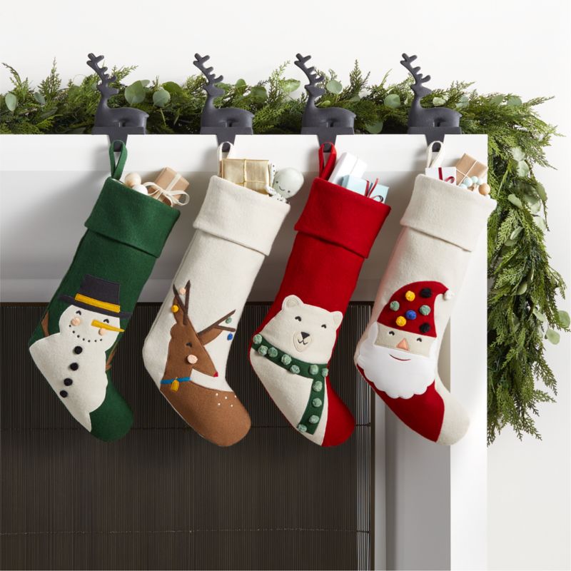 Ivory Felt Reindeer Kids Christmas Stocking | Crate & Kids