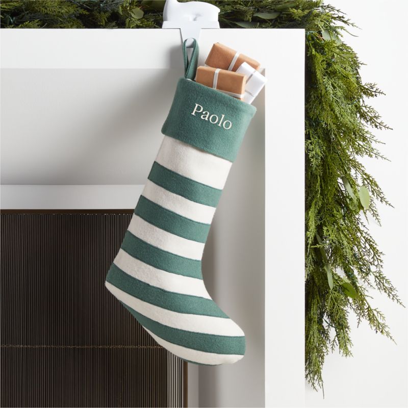 Hand-Hooked Stockings - Black/ Green/ Multi, Size Stocking, 11 in. x 21 in., Cotton | The Company Store