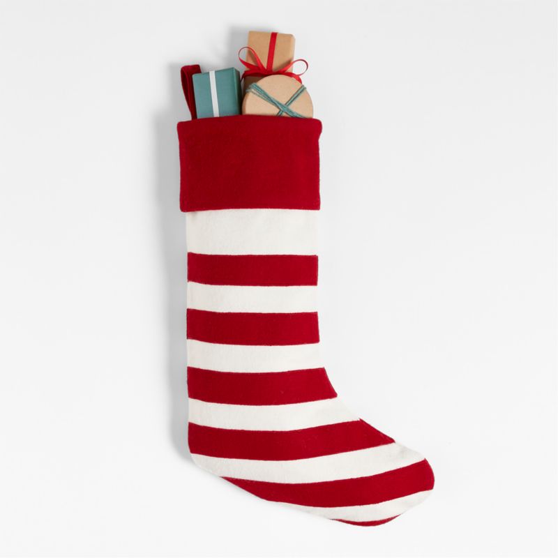 Red Felted Wool Stripe Christmas Stocking - image 4 of 6