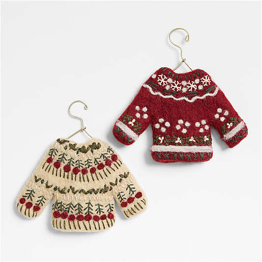 Felted White Sweater Christmas Tree Ornament