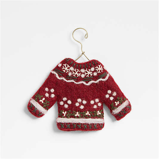 Felted Red Sweater Christmas Tree Ornament