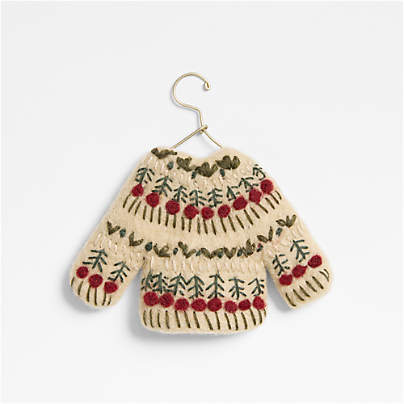 Felted White Sweater Christmas Tree Ornament