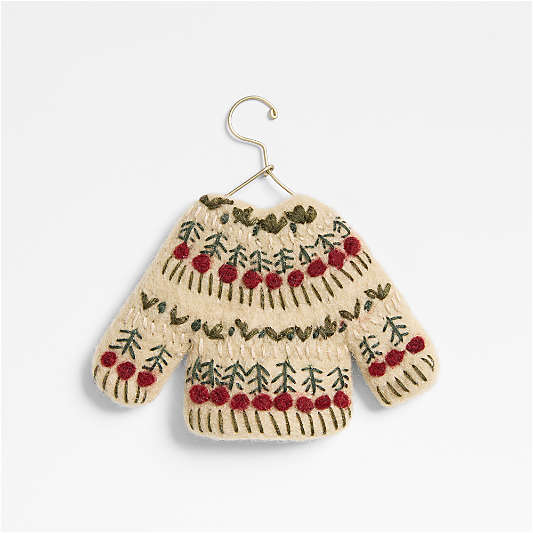 Felted White Sweater Christmas Tree Ornament