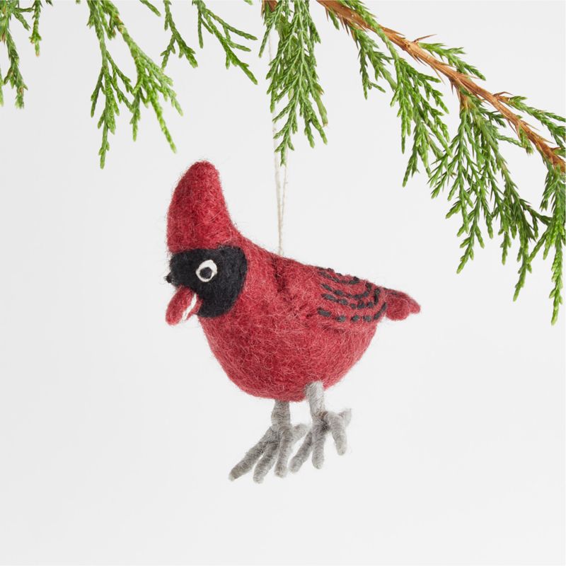 Felted Wool Cardinal Christmas Tree Ornament | Crate and Barrel