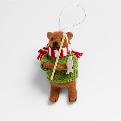 View Felted Wool Ice Fishing Bear Christmas Tree Ornament details