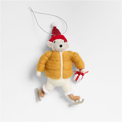 View Felted Wool Ice Skating Bear Christmas Tree Ornament details