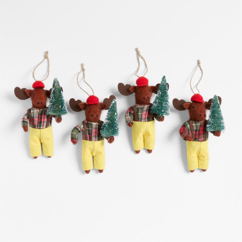 Felted Wool Moose with Tree Christmas Ornaments, Set of 4 - image 0 of 1